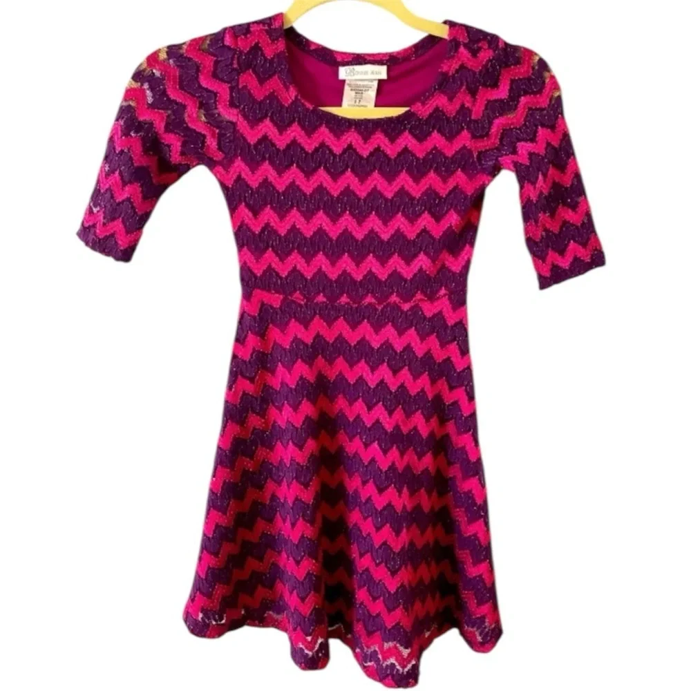 Bonnie Jean Lace Dress, Girls Sz 7, Geometric, Semi sheer sleeves, Like new‍